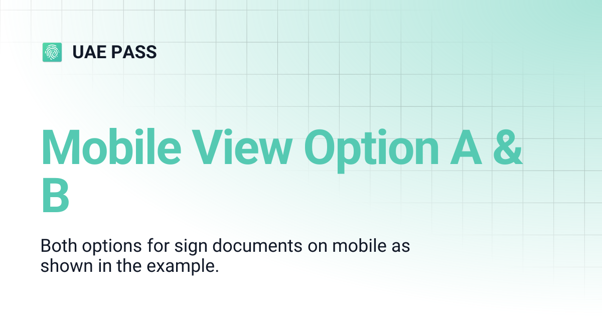 Mobile View Option A & B | UAE PASS